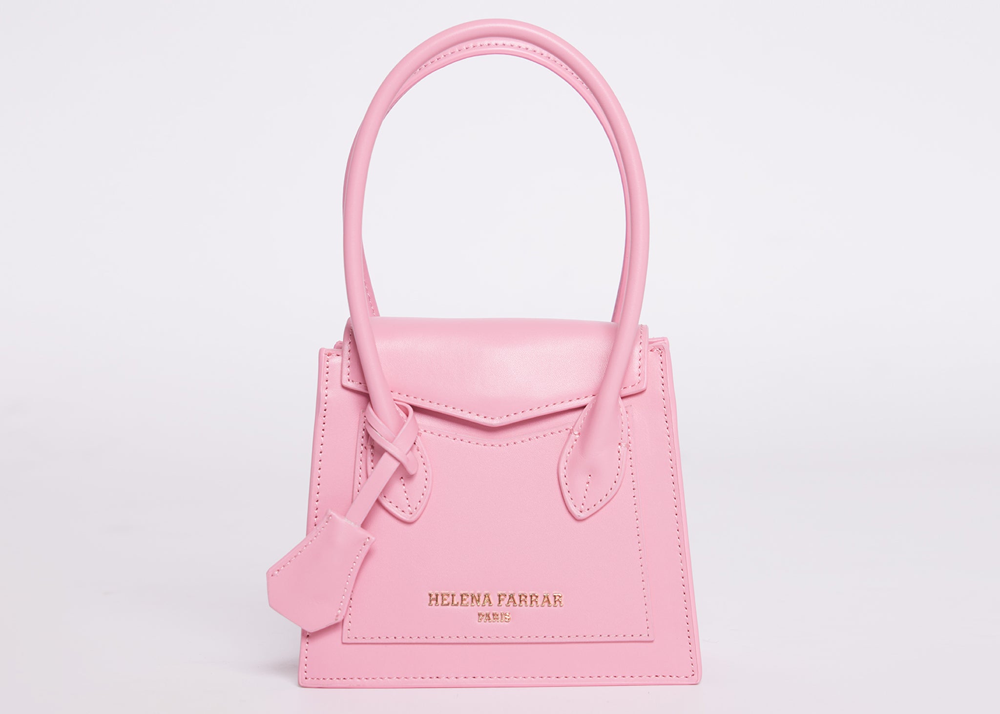 Le Parmentier Candy Pink Peggy Leather Top Handle Satchel Bag at
